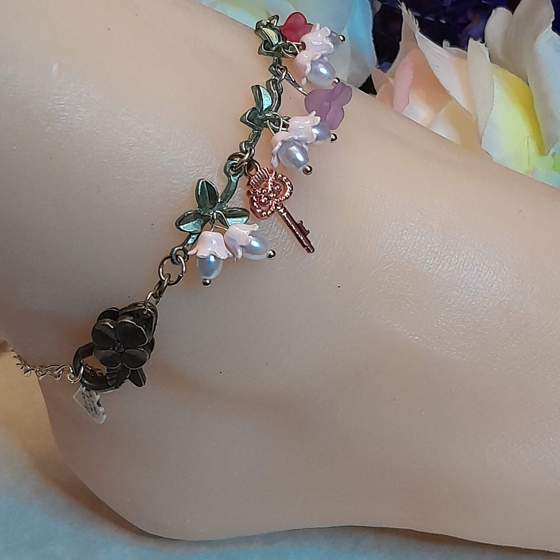 Owl Key Flower Anklet - Foot Jewelry