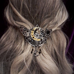 Hairclip Black Crystal Moon Bohemian Style Barrette