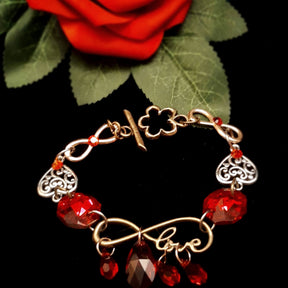 Red Crystal Eternity Heart Bracelet