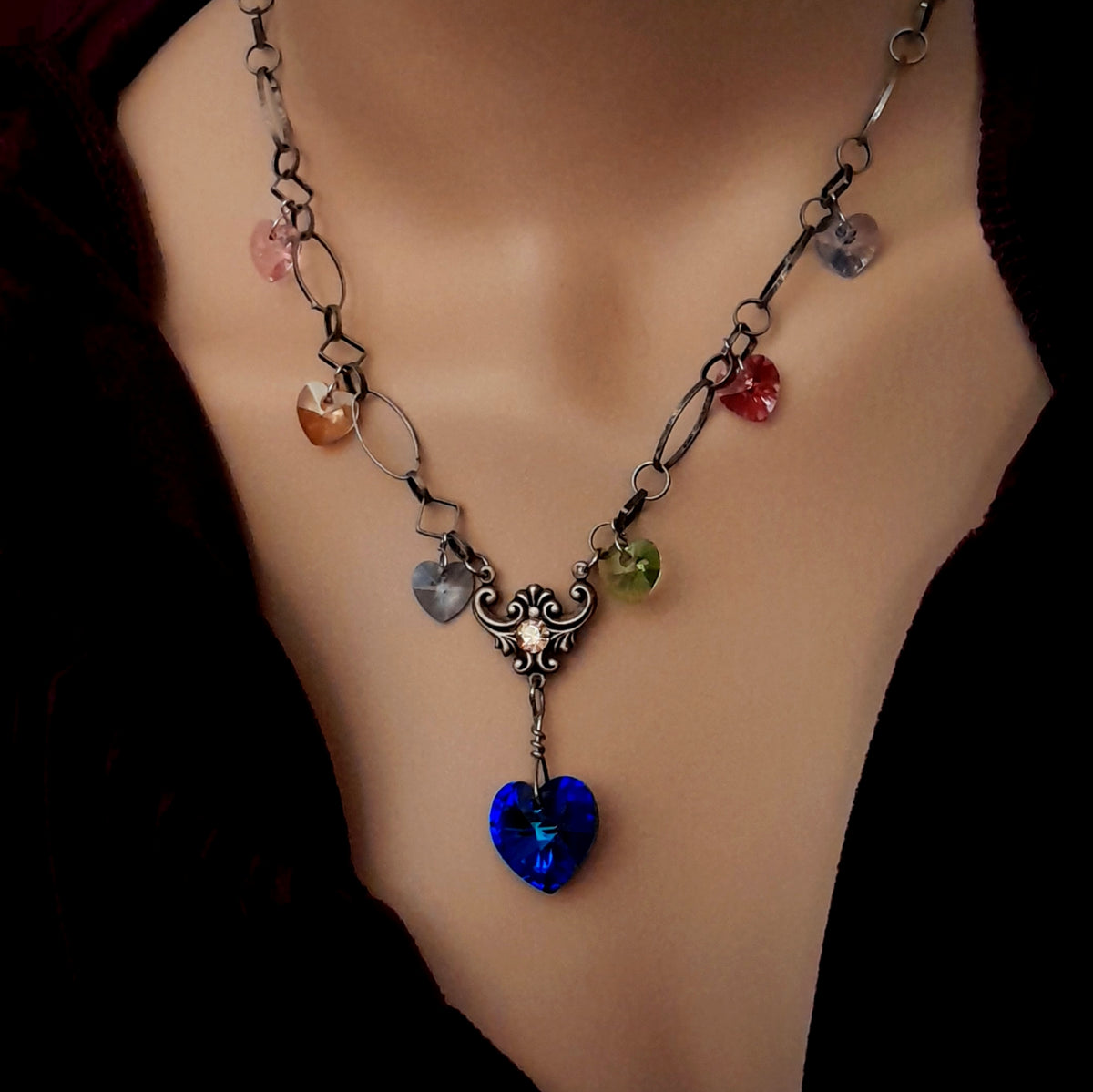 Multicolor Hearts Love Necklace