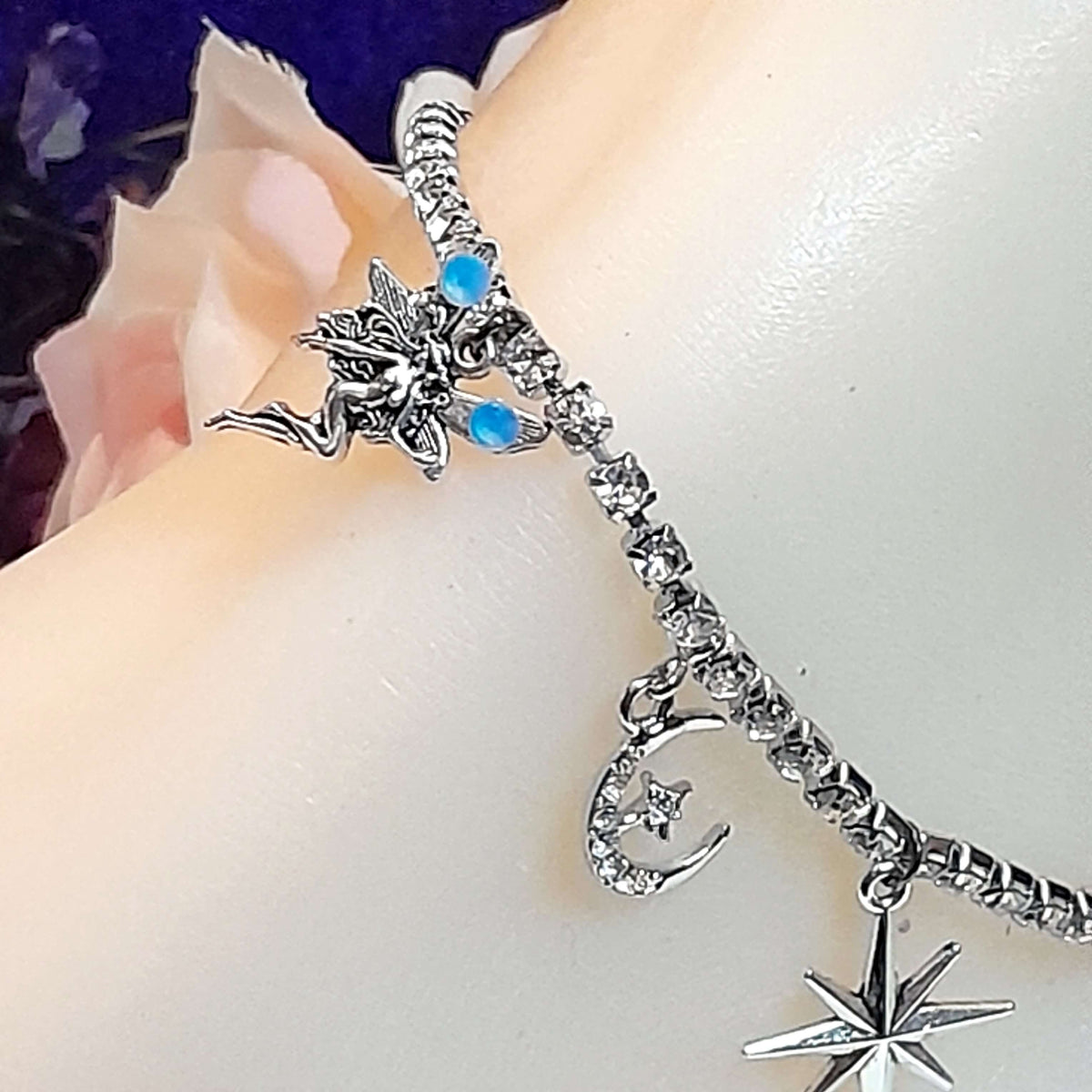 Fairy Crescent Moon Crystal Anklet