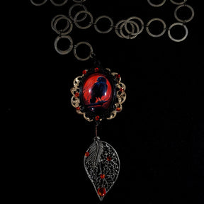 Red Crow Cabochon Statement Necklace