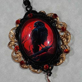 Red Crow Cabochon Statement Necklace