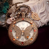 Butterfly Vintage Style Pocket Watch Necklace