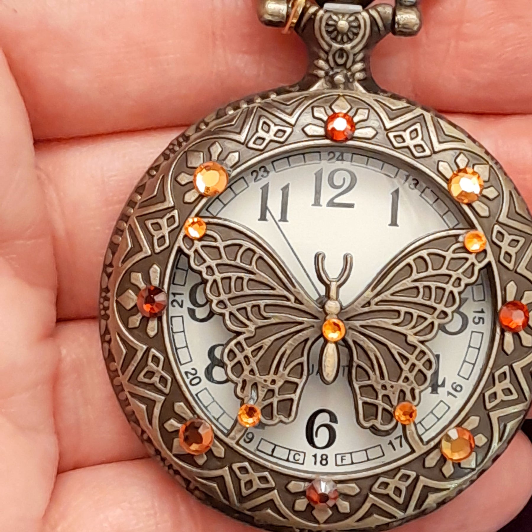 Butterfly Vintage Style Pocket Watch Necklace