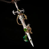 Green Crystal Dragon Sword Necklace