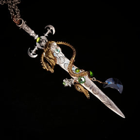 Green Crystal Dragon Sword Necklace