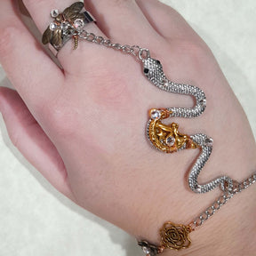 Snake & Dragonfly Fantasy Hand Chain