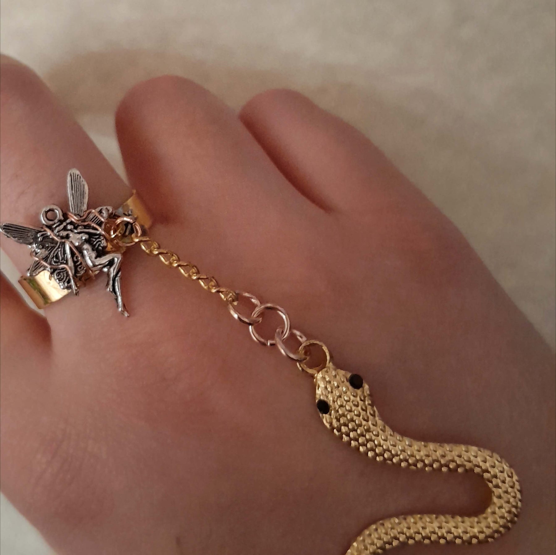 Gold Snake Fairy Fantasy Hand Chain