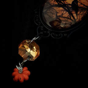 Pumpkin & Birds Cabochon Necklace