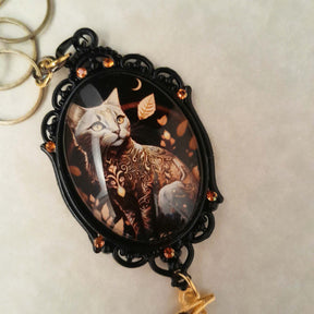 Magical Cat & Moon Cabochon Necklace