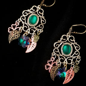 Green Crystal Chandelier Earrings