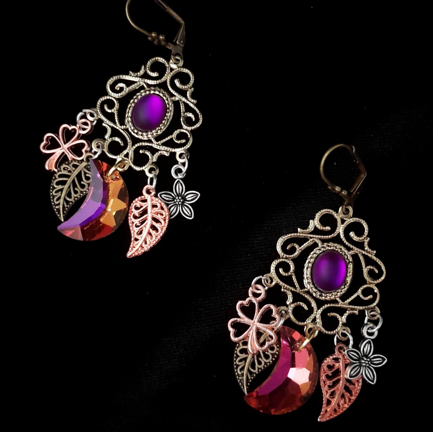 Purple Crystal Chandelier Earrings