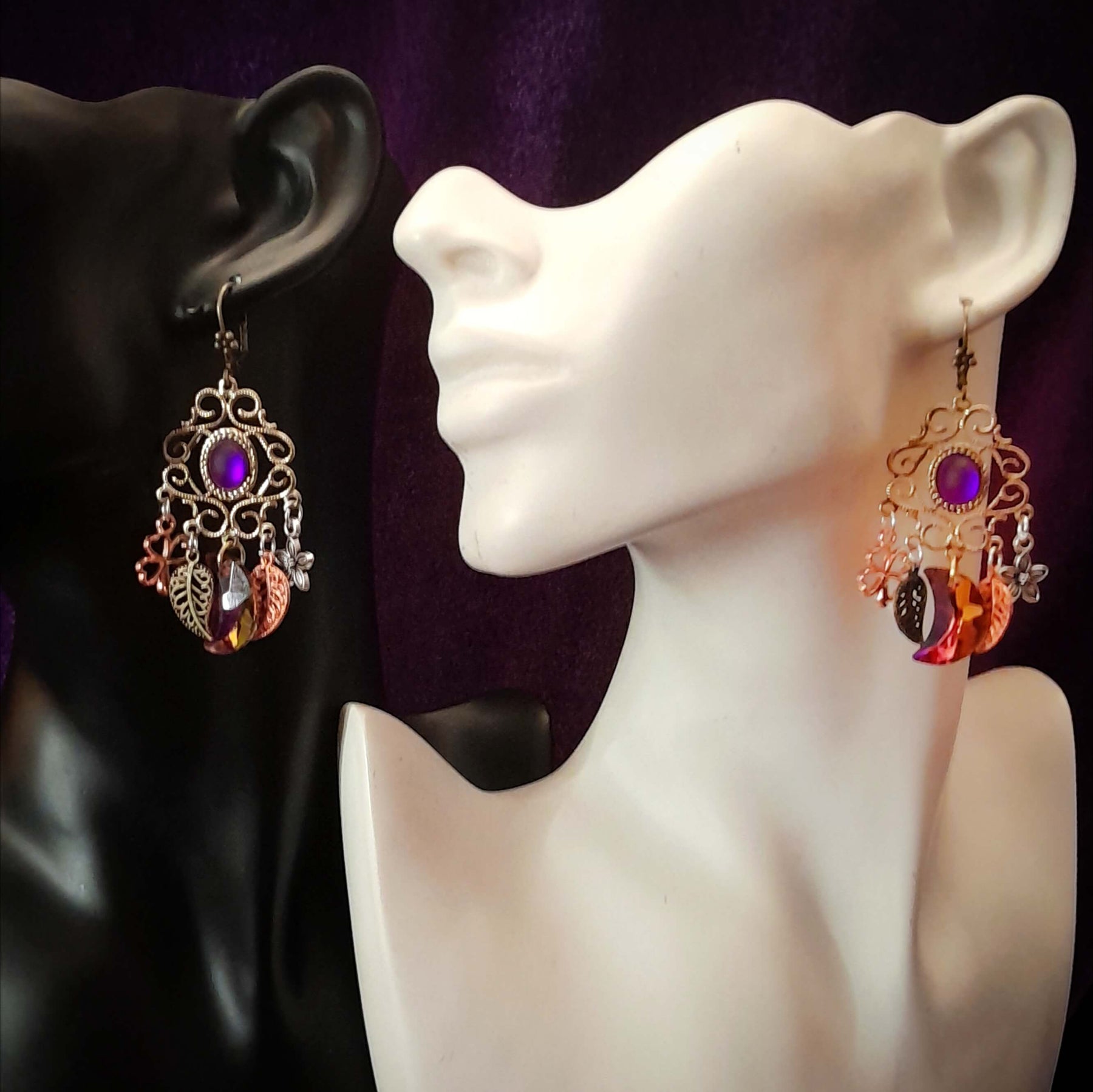 Purple Crystal Chandelier Earrings