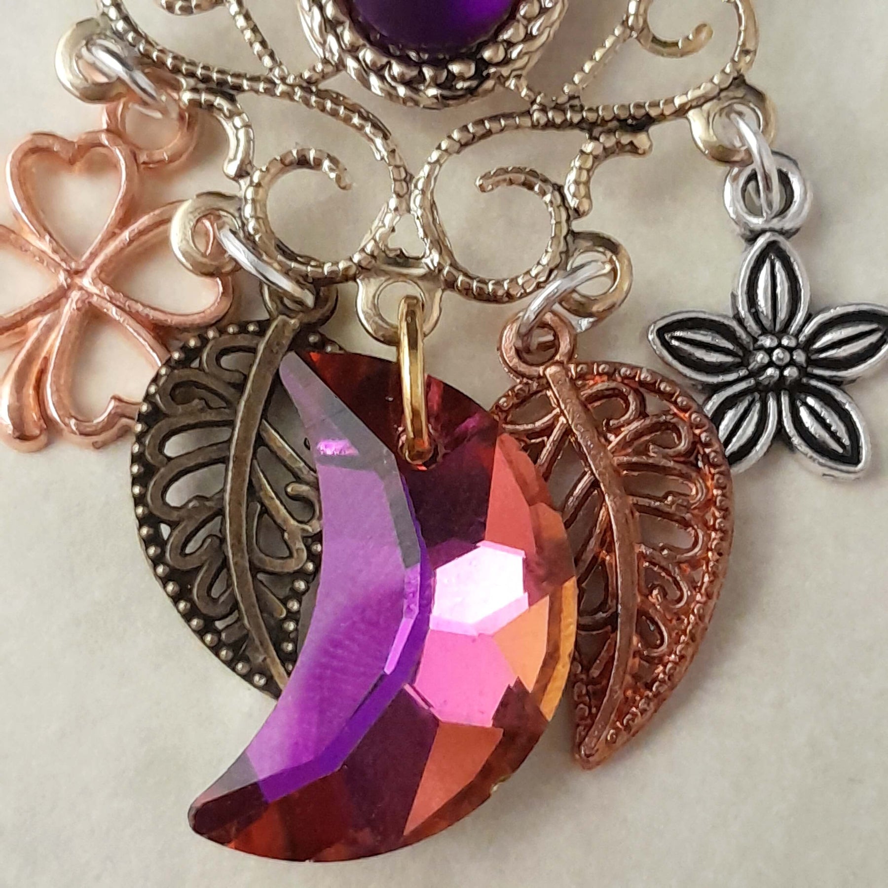 Purple Crystal Dangle Necklace