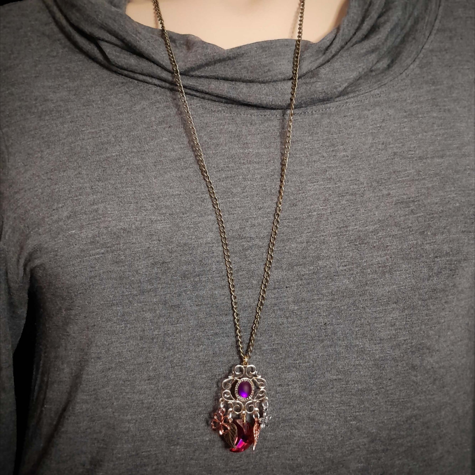 Purple Crystal Dangle Necklace