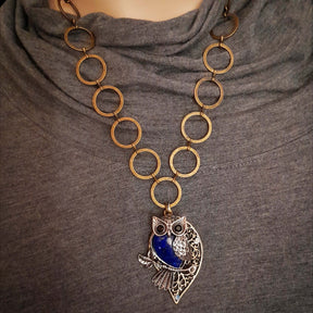 Lapis Lazuli Blue Owl Necklace