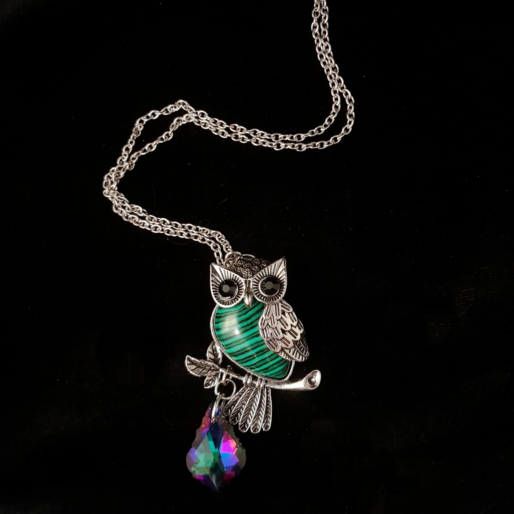 Green Malachite Owl Necklace