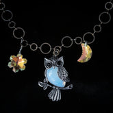 White Opal Owl Necklace