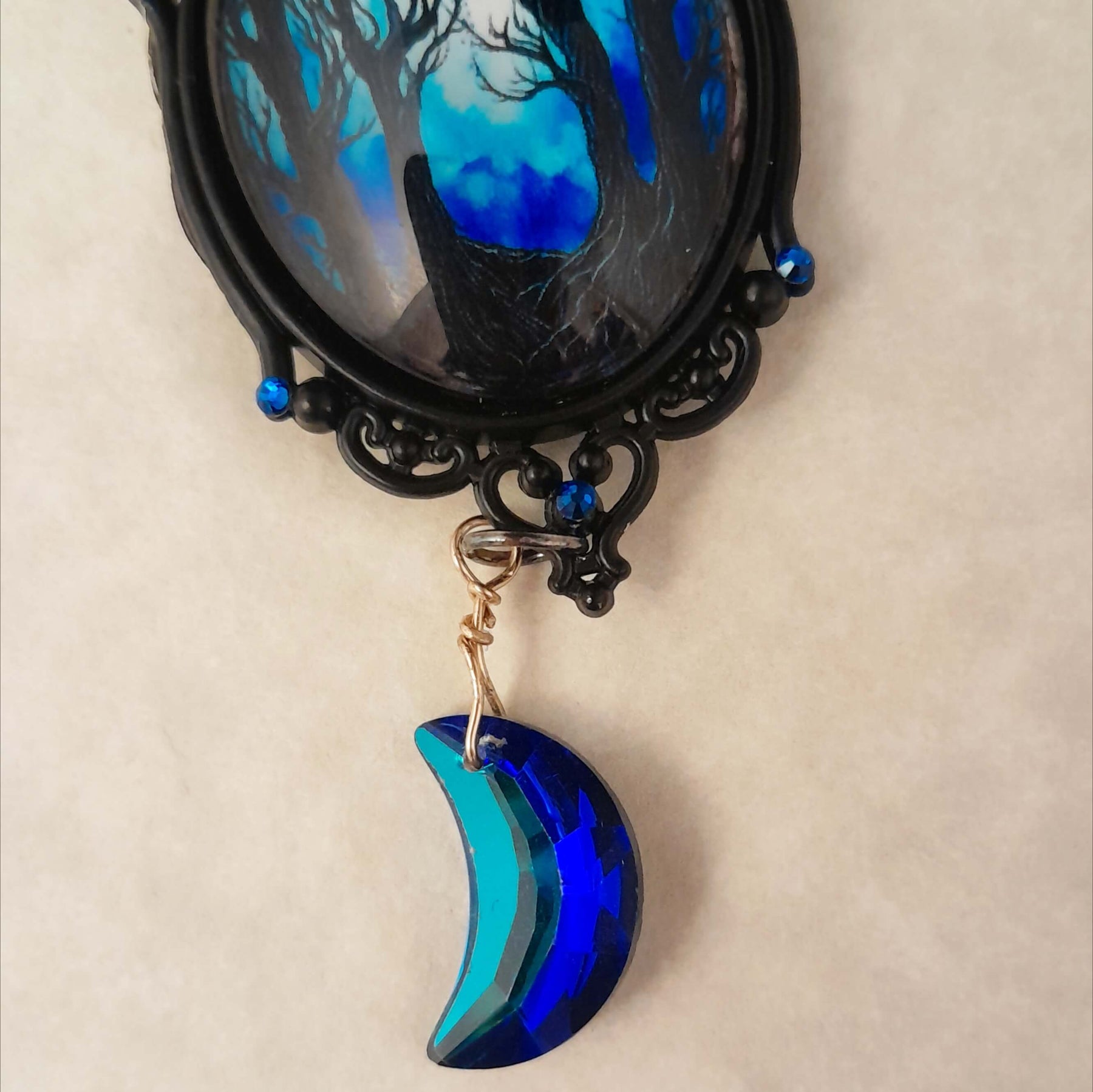 Blue Cabochon Magical Forest Necklace