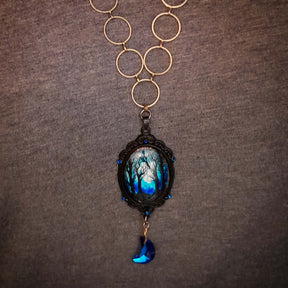 Blue Cabochon Magical Forest Necklace