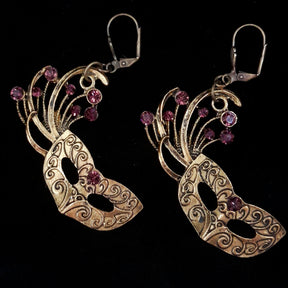 Purple Amethyst Mask Dangle Earrings