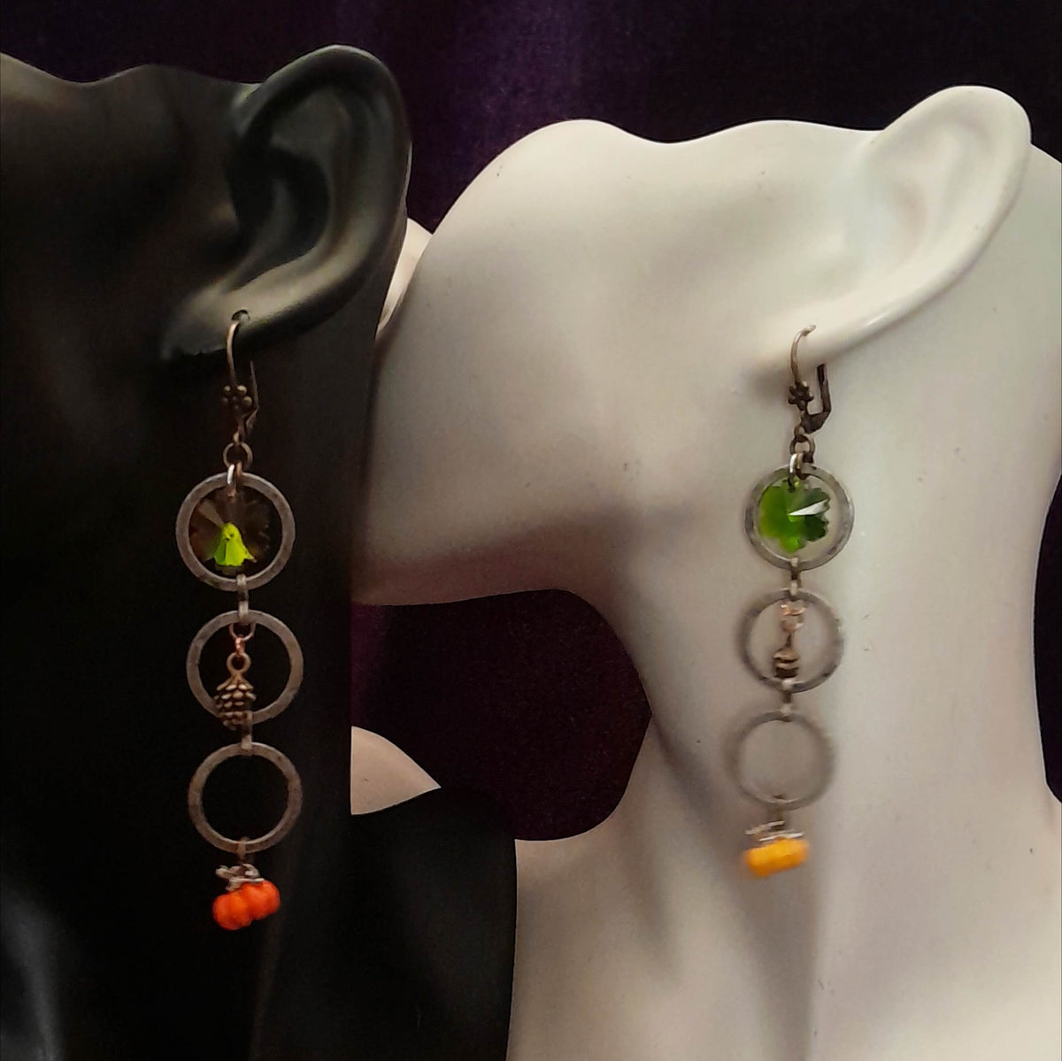 Long Dangle Pumpkin Earrings