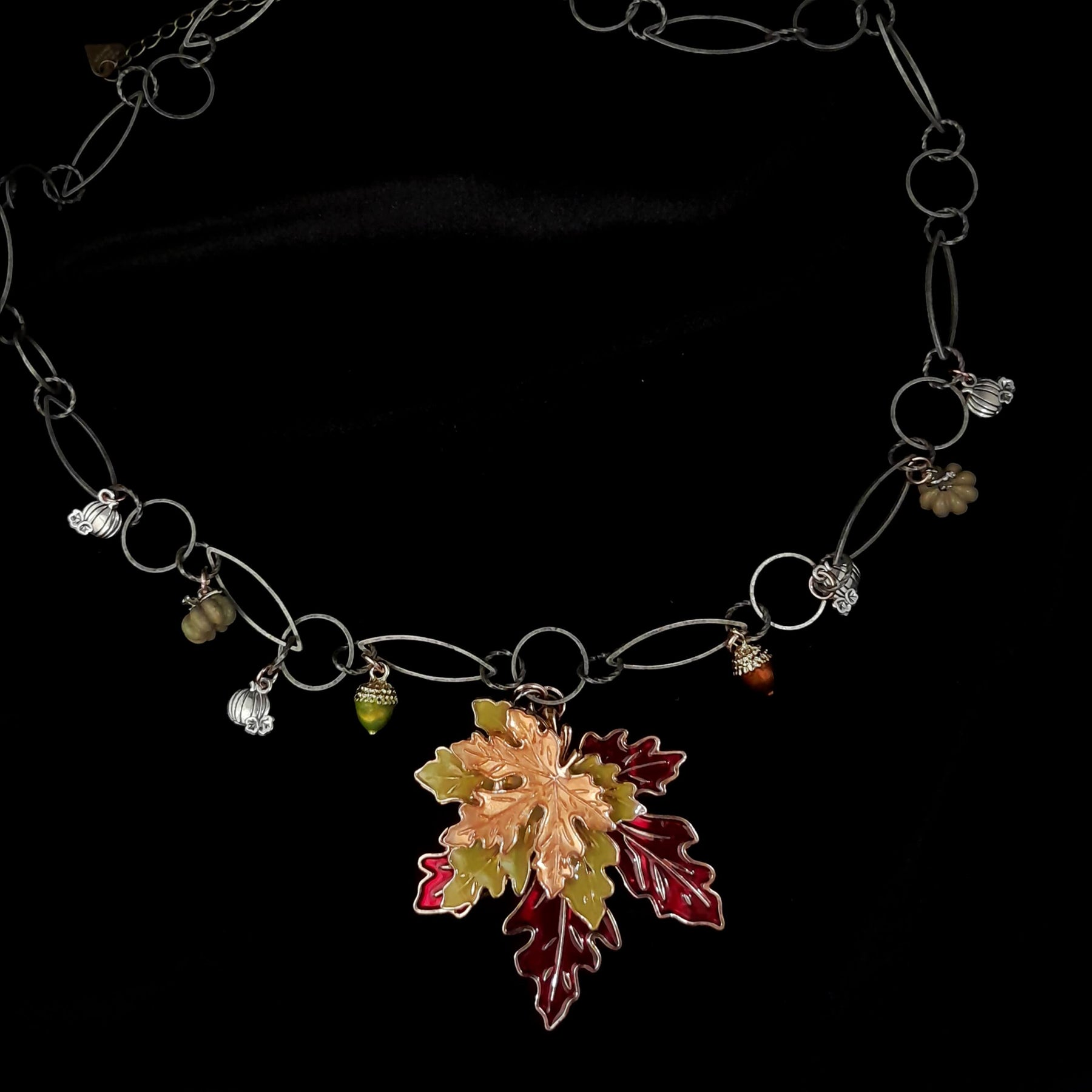 Leaf & Pumpkin Nature Necklace