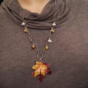 Leaf & Pumpkin Nature Necklace