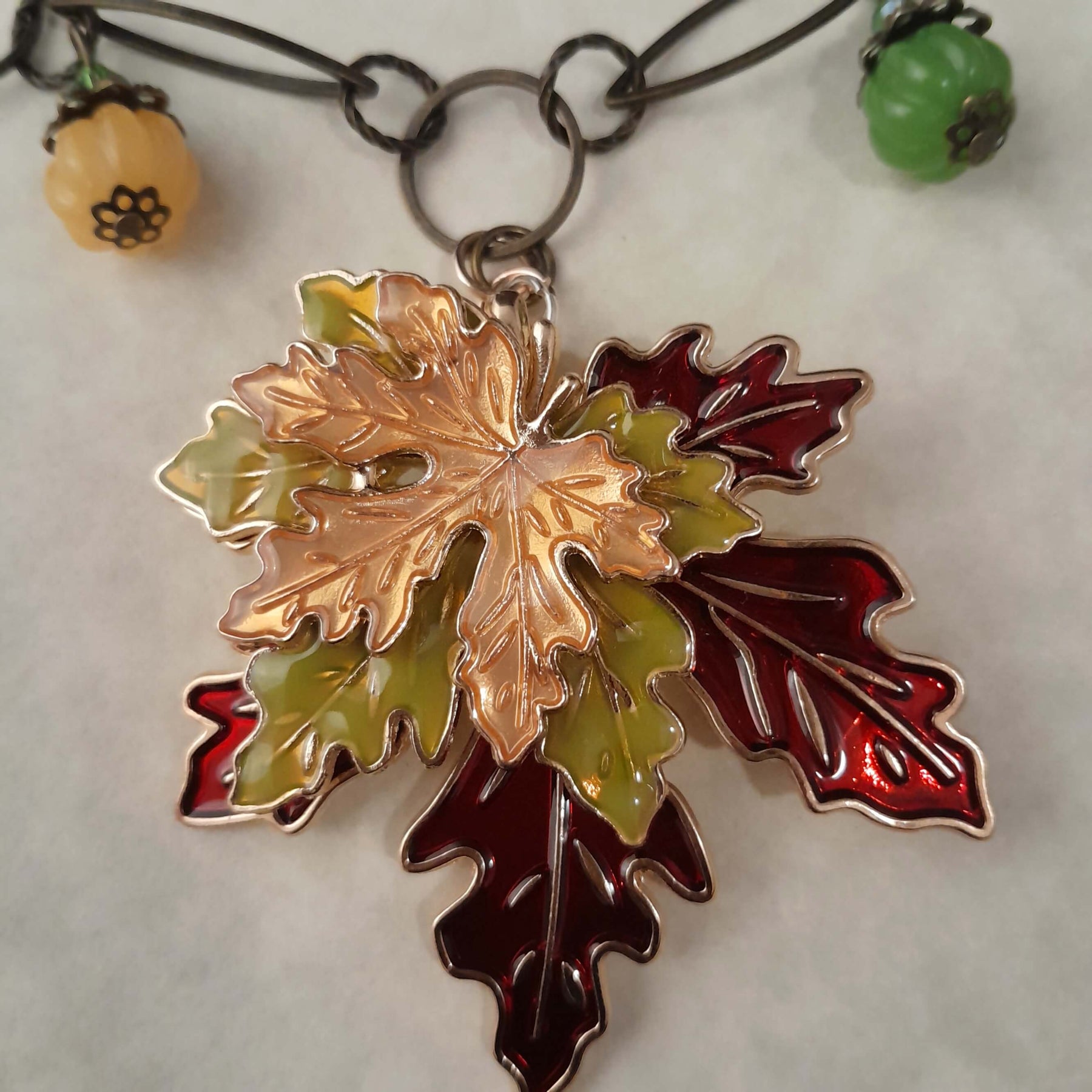 Pumpkin Maple Leaf Nature Necklace