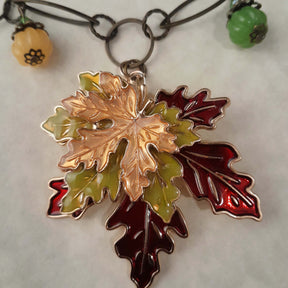 Pumpkin Maple Leaf Nature Necklace