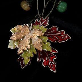 Pumpkin Maple Leaf Nature Necklace