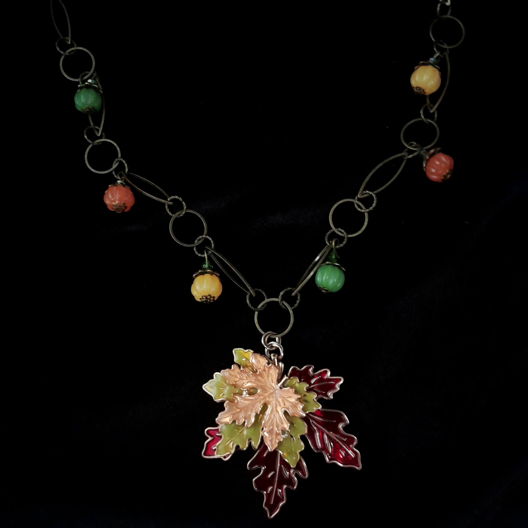 Pumpkin Maple Leaf Nature Necklace