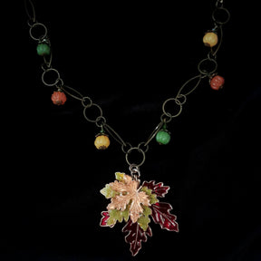 Pumpkin Maple Leaf Nature Necklace