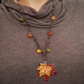 Pumpkin Maple Leaf Nature Necklace