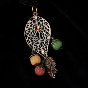 Birds & Pumpkins Nature Cabochon Necklace