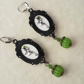 Black Crow & Pumpkin Earrings