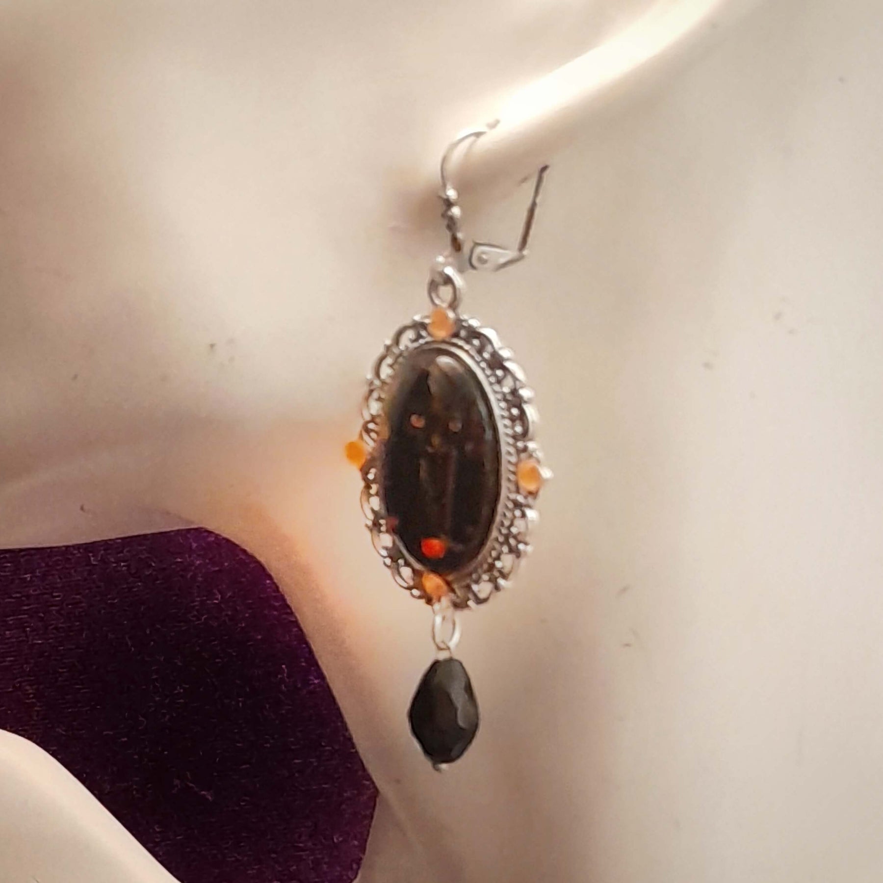 Witchy Cat Cabochon Earrings