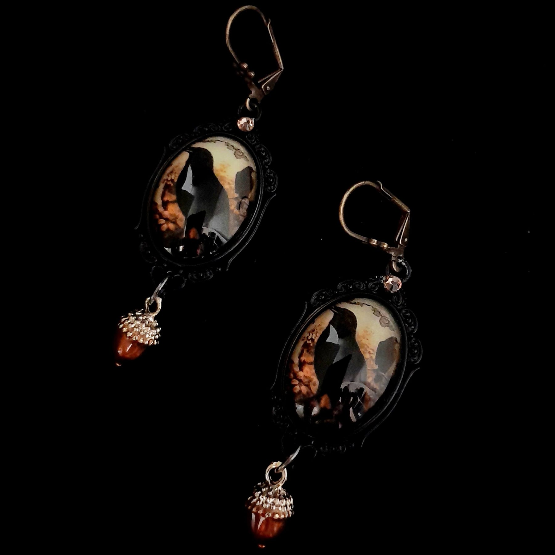 Witchy Crow & Acorn Earrings