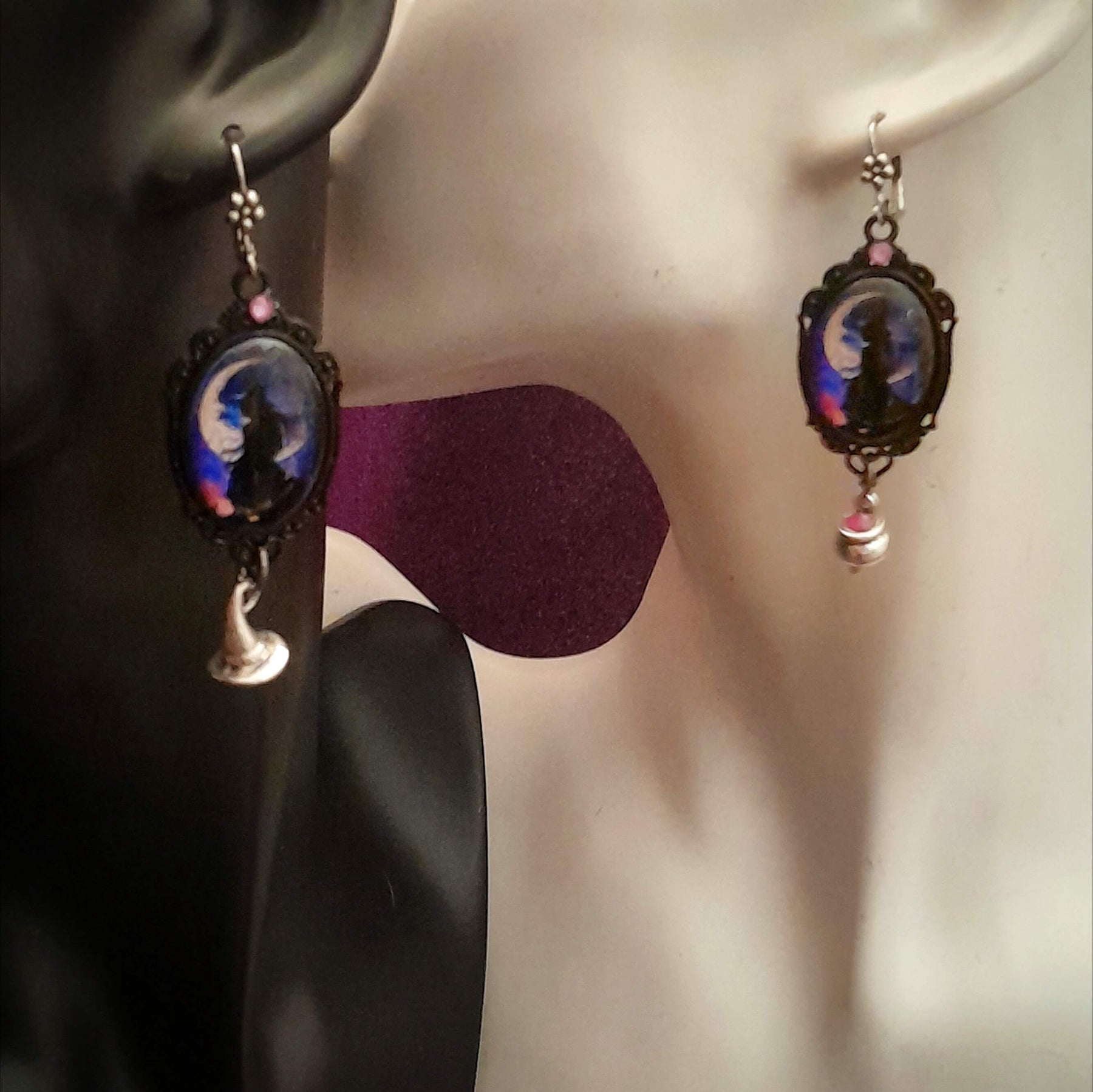 Purple Witchy Cabochon Earrings