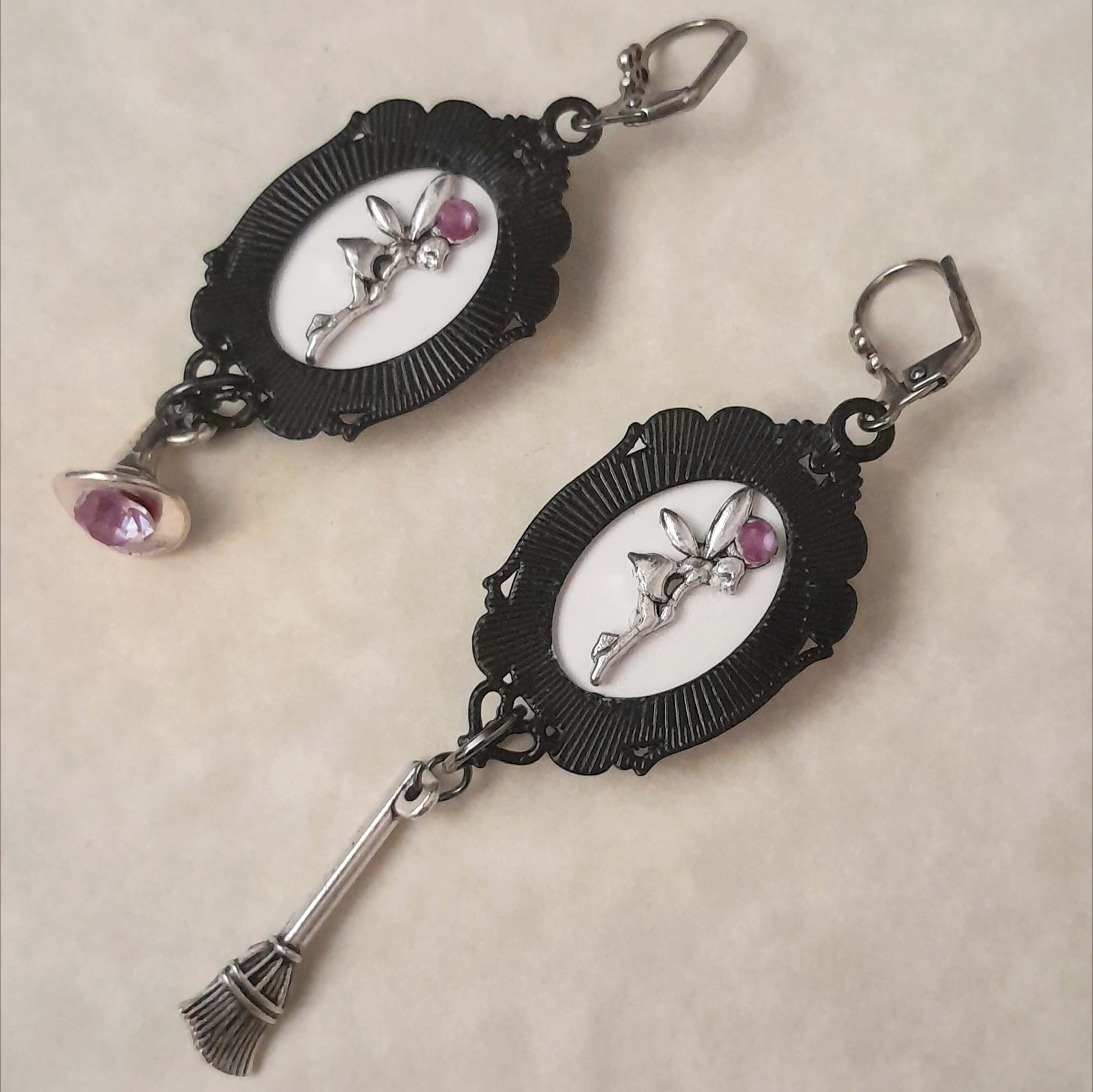 Purple Witchy Fairytale Cabochon Earrings