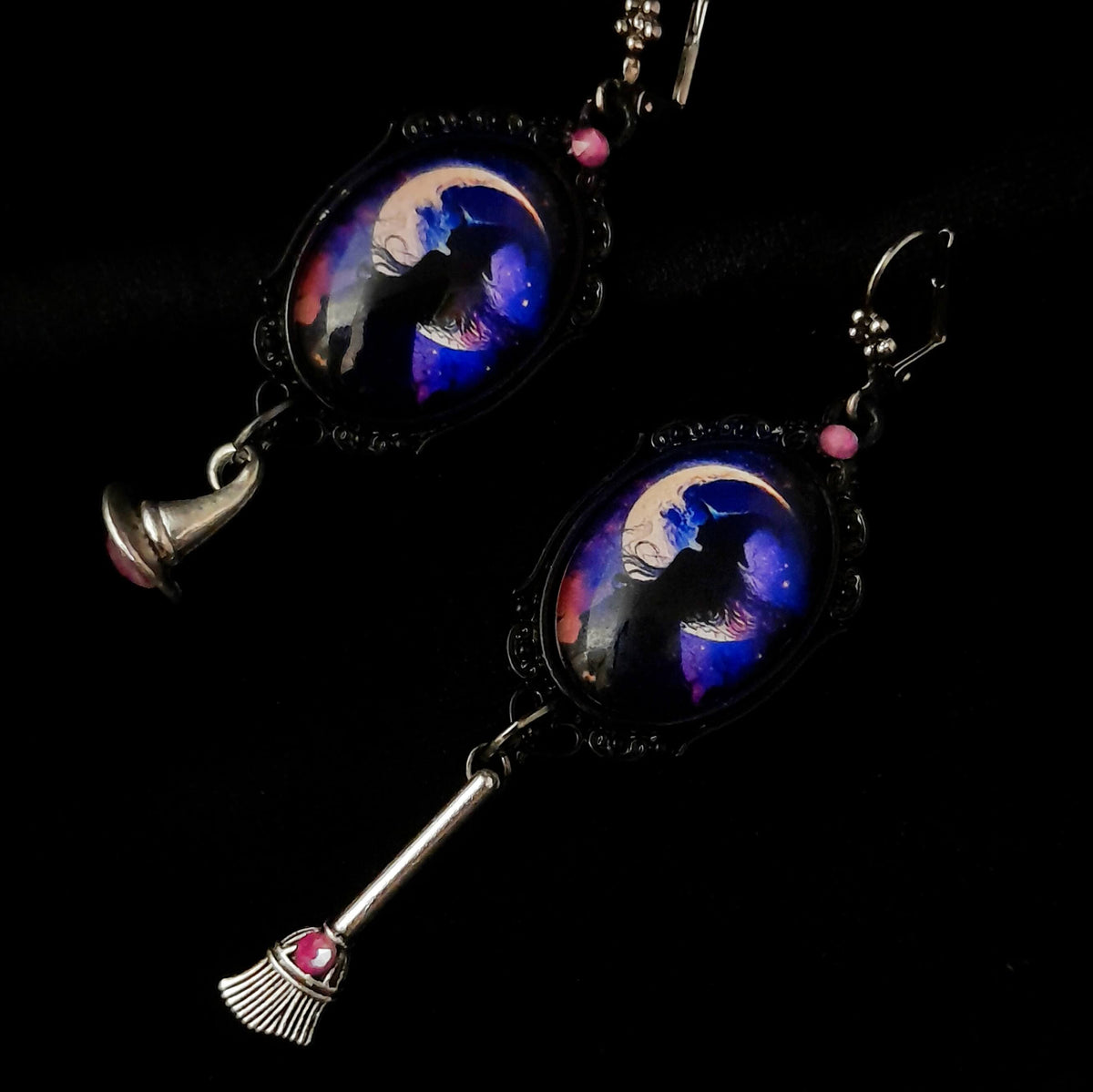 Purple Witchy Fairytale Cabochon Earrings