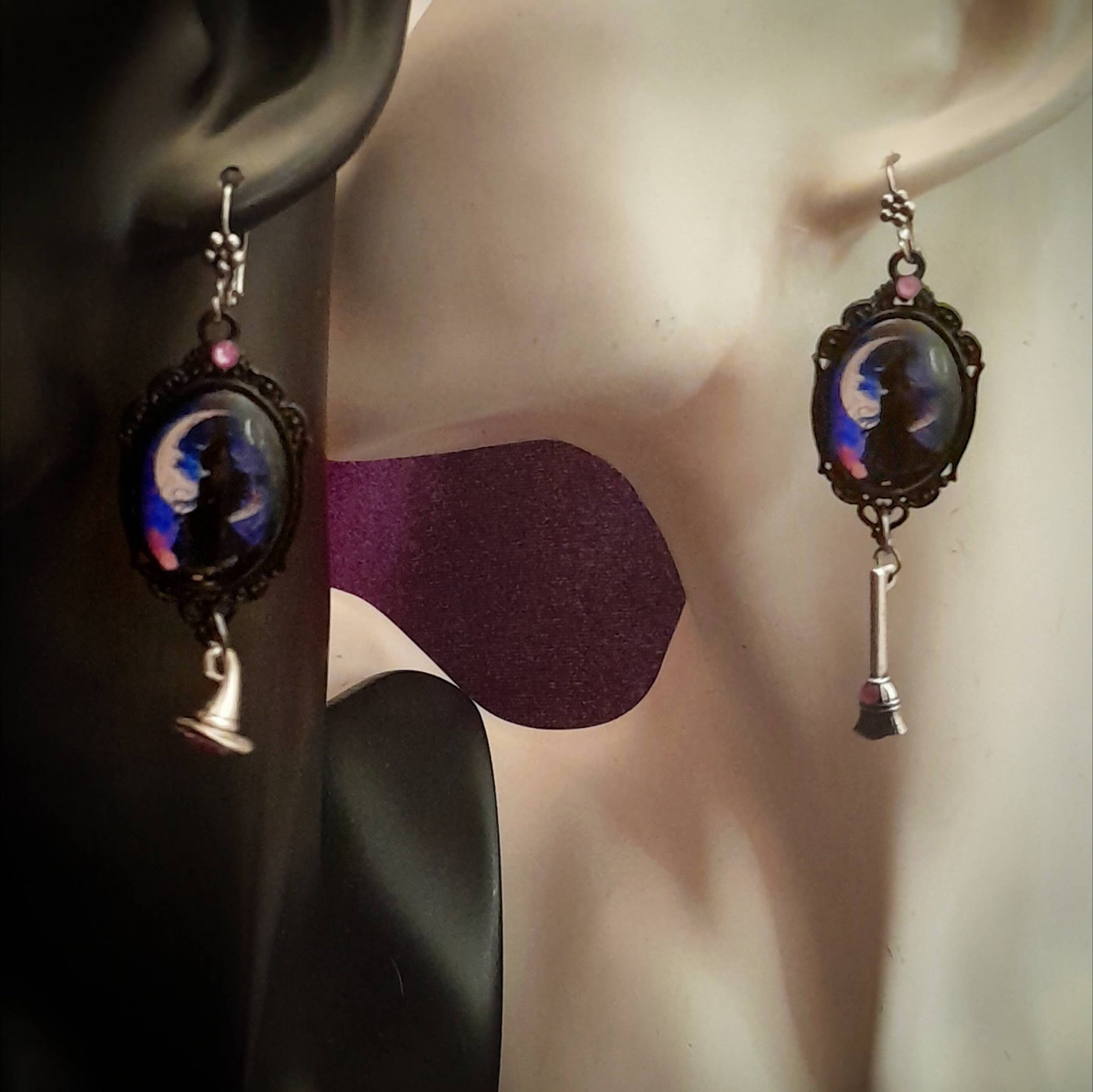 Purple Witchy Fairytale Cabochon Earrings