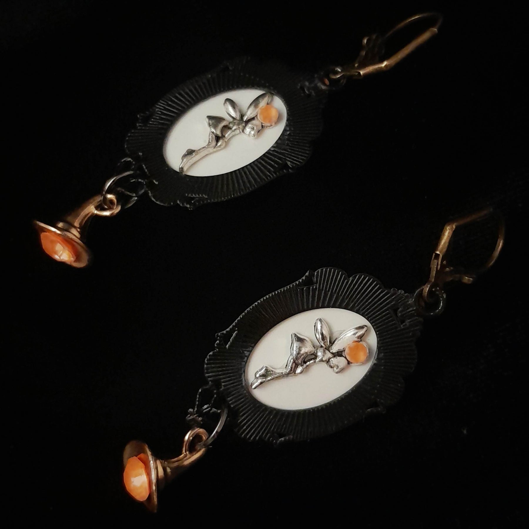 Orange Witchy Cabochon Earrings