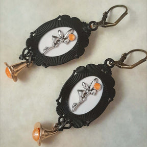 Orange Witchy Cabochon Earrings