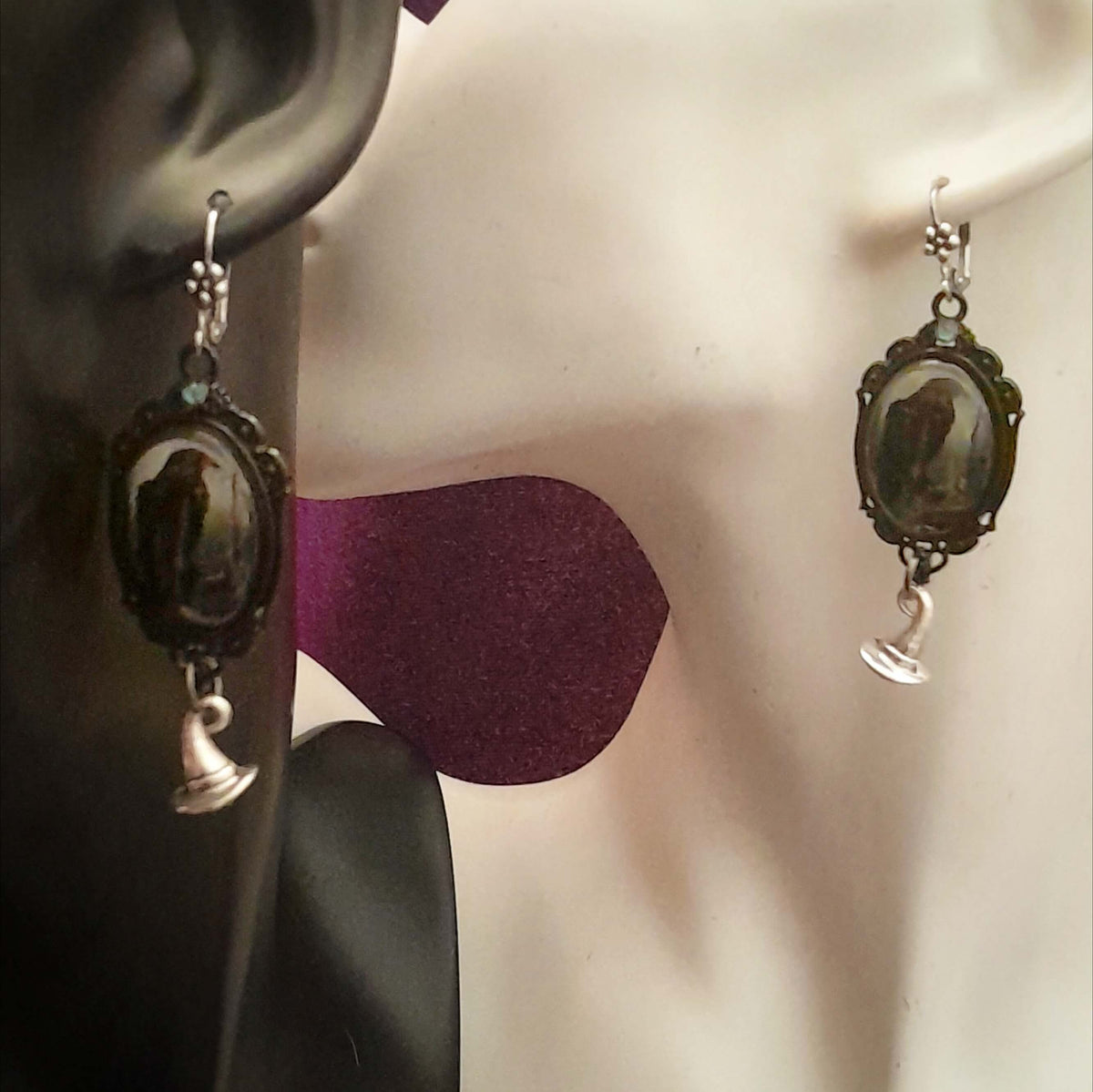 Crow Witchy Cabochon Earrings