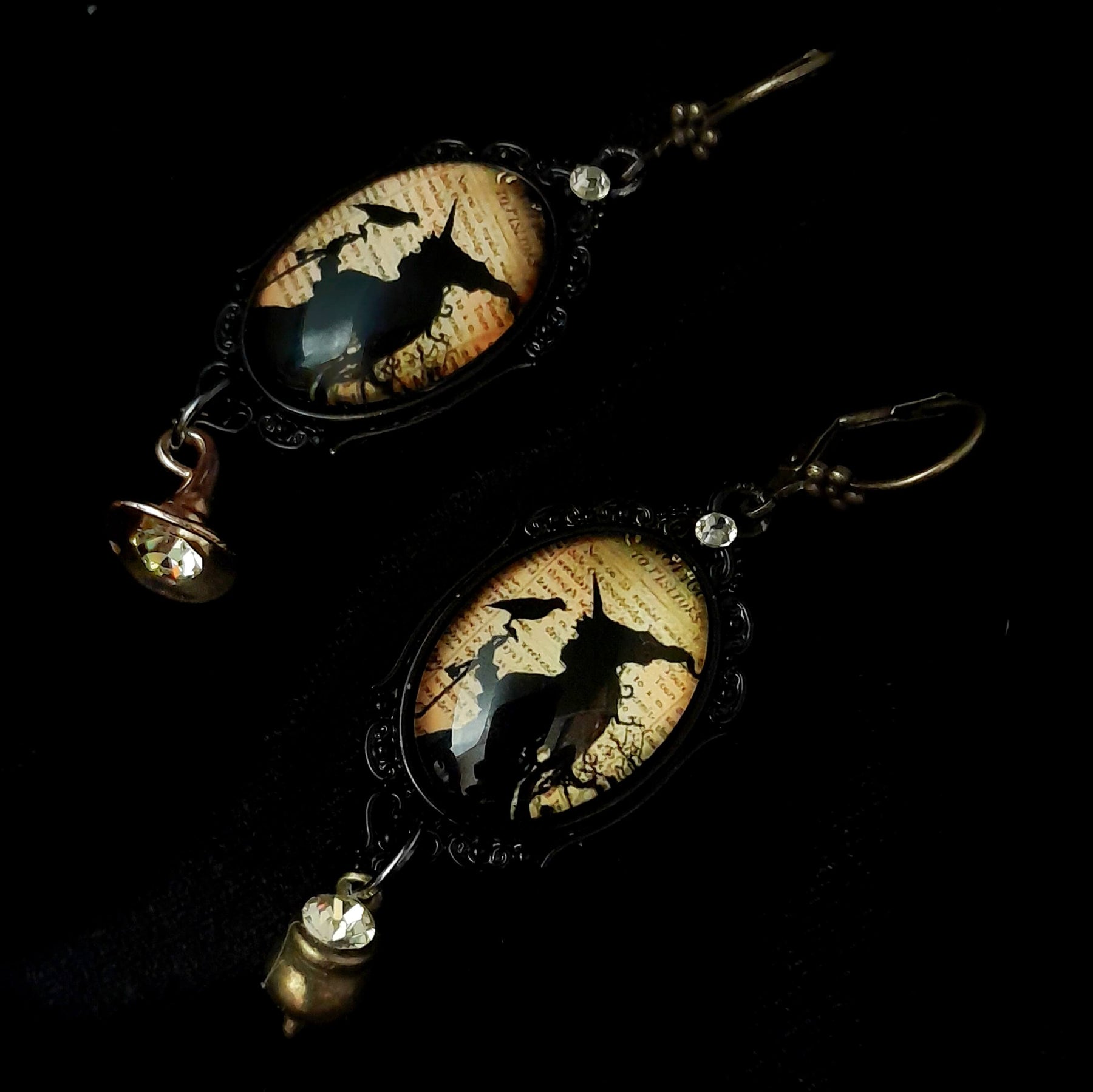 Yellow Witchy Cabochon Earrings