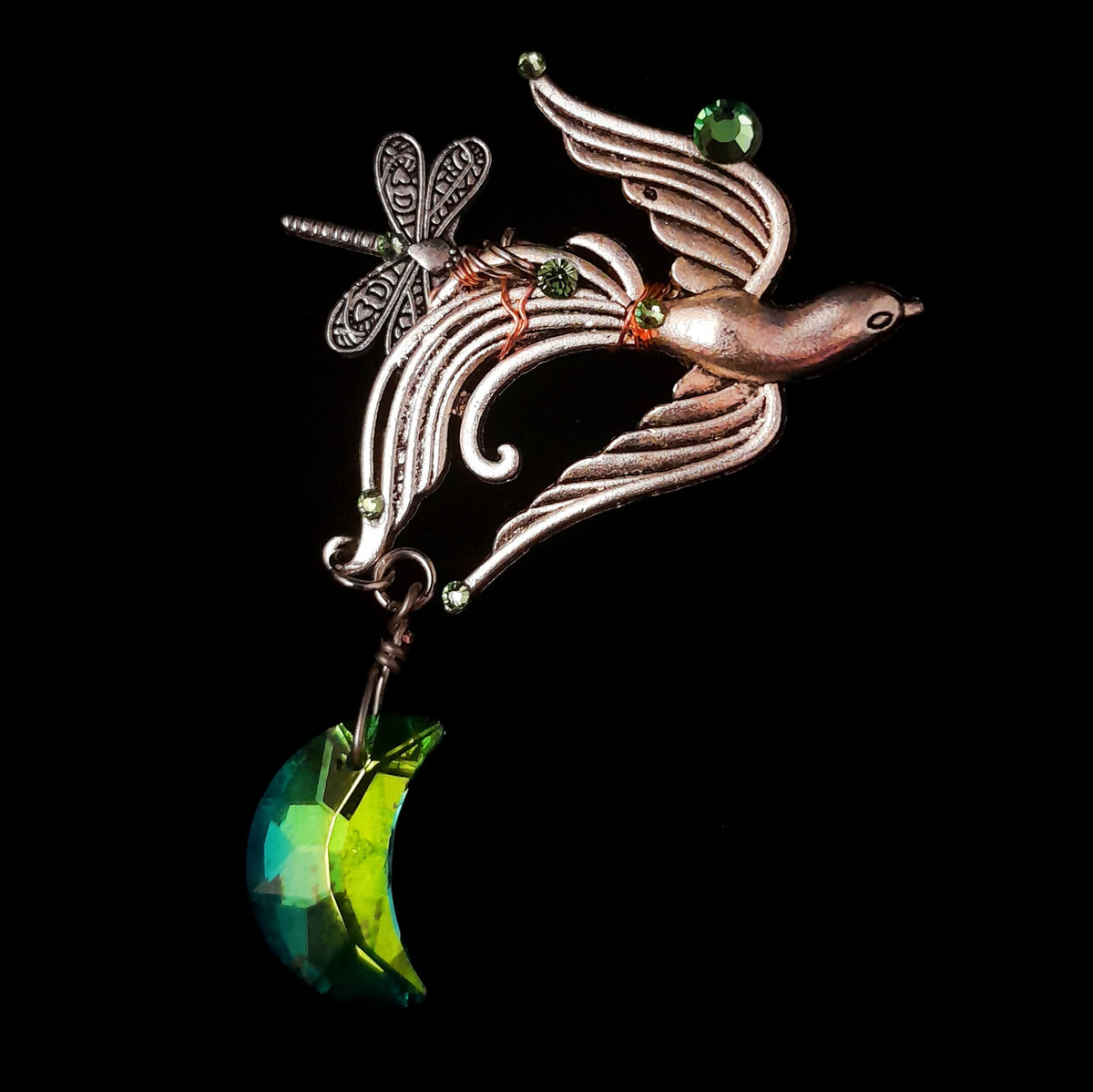 Phoenix & Dragonfly Fantasy Brooch Pin