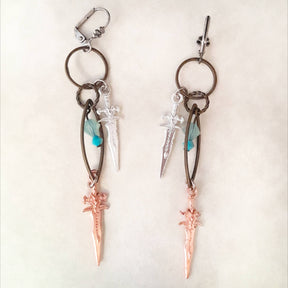 Double Dagger Dangle Earrings