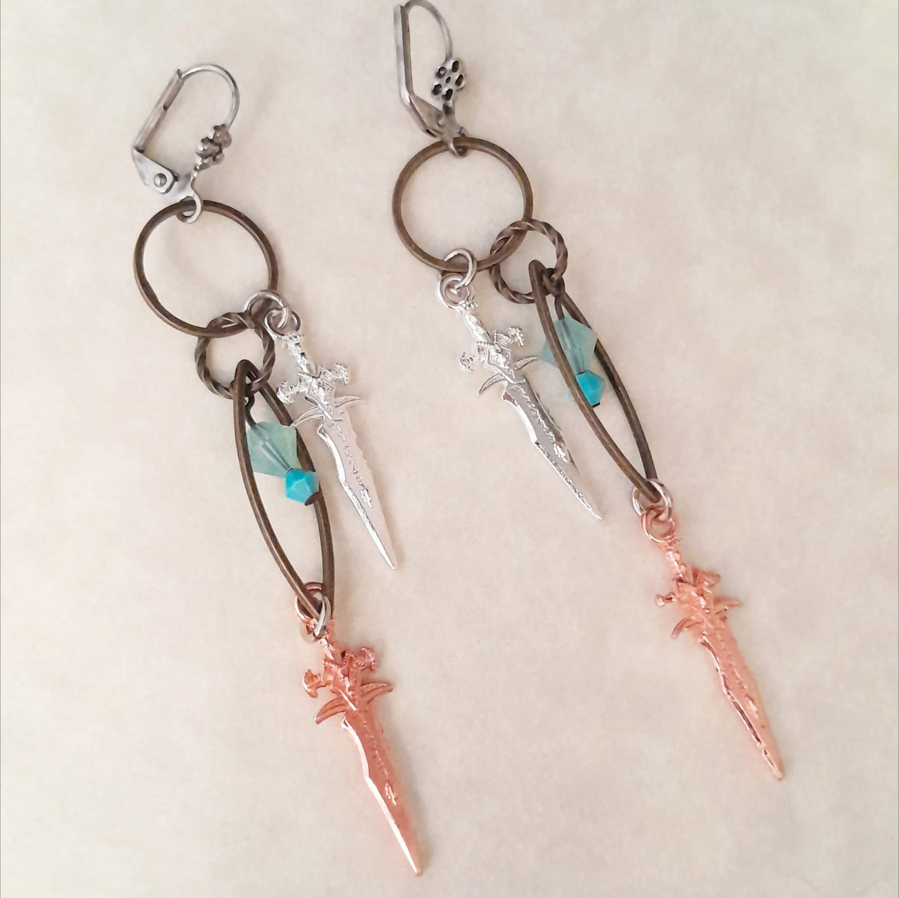 Double Dagger Dangle Earrings